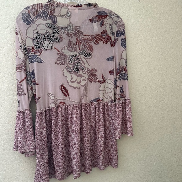 Knox Rose Dropped Waist Blouse - Size Small - Beautiful Mixed Pattern Fabric - Picture 2 of 6